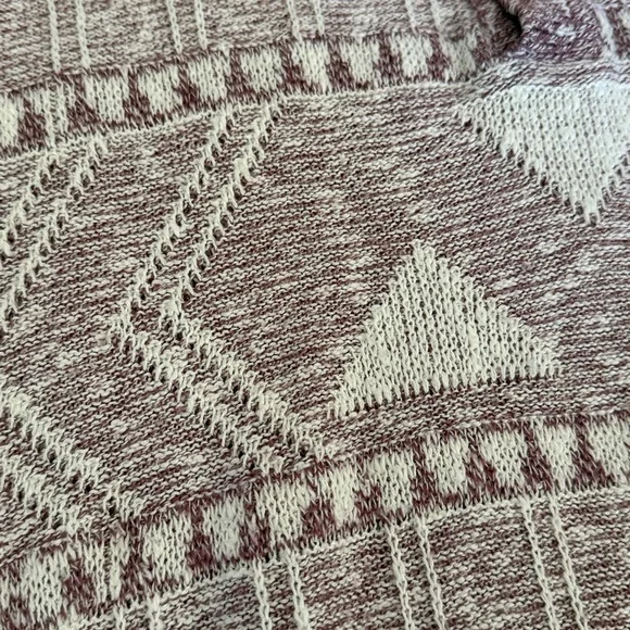 Vintage 70s Textured Weave Damon Men's Burgundy & White Yarn Knit Polo Shirt - Picture 4 of 7